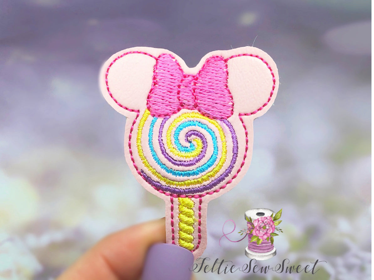 Pink Mouse Swirly Pop Felties, Food Felties