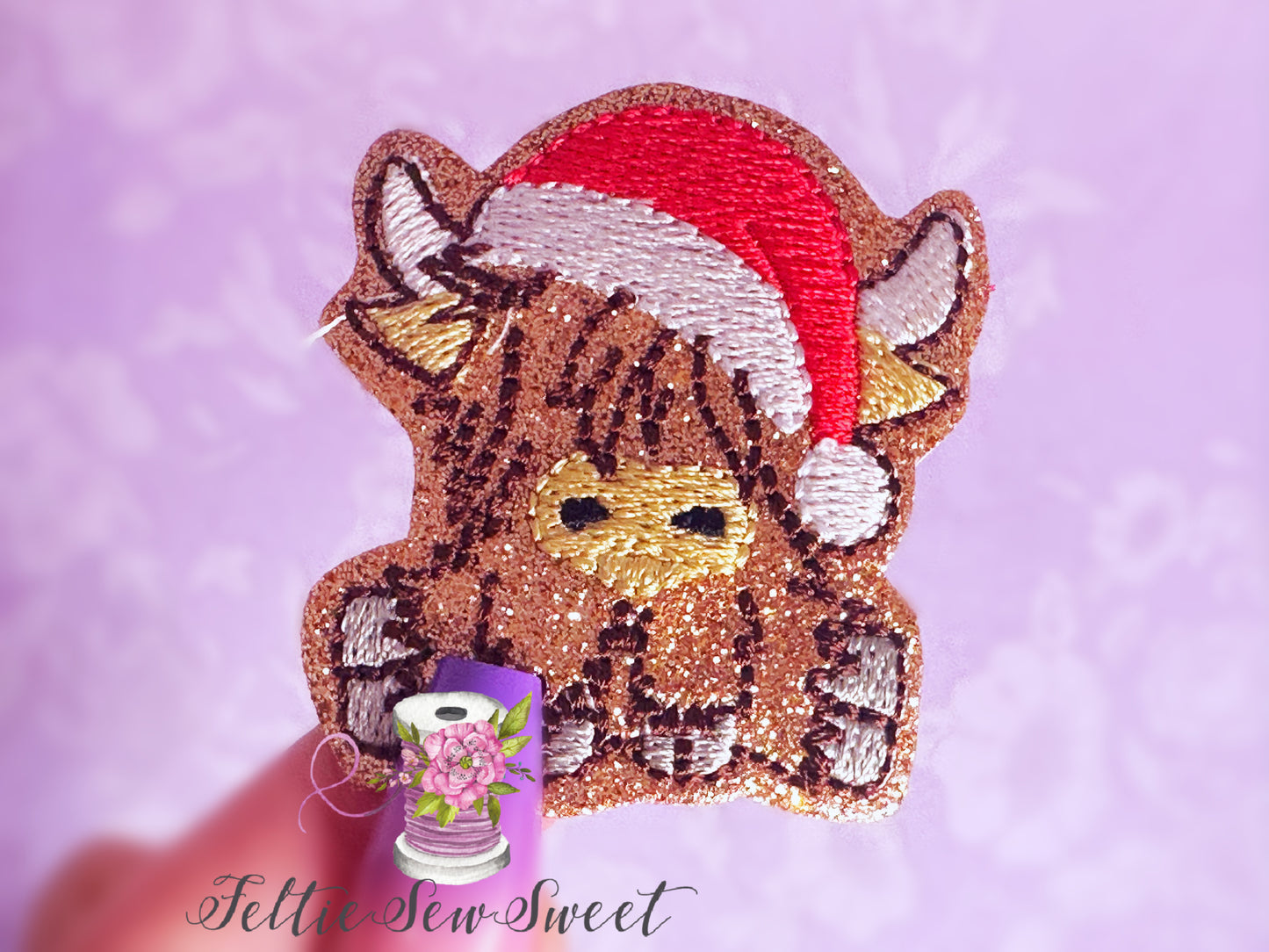 Christmas Highland Cow Feltie, Christmas Felties