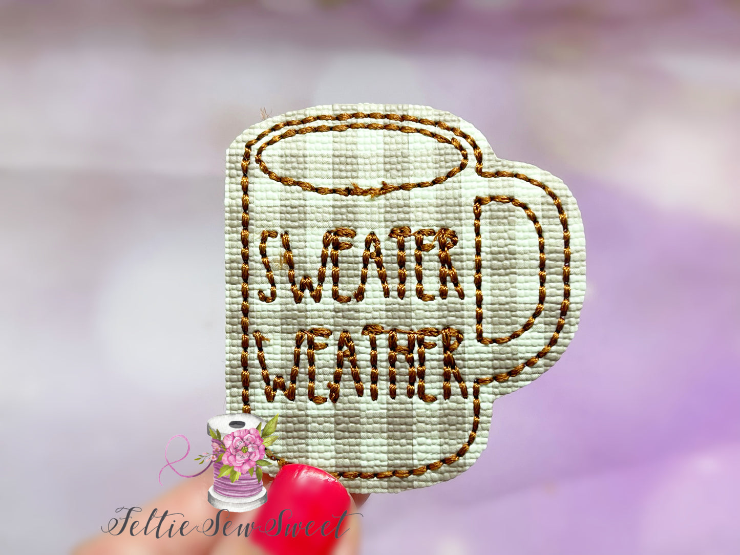 Sweater Weather coffee cup feltie, Food and Drinks