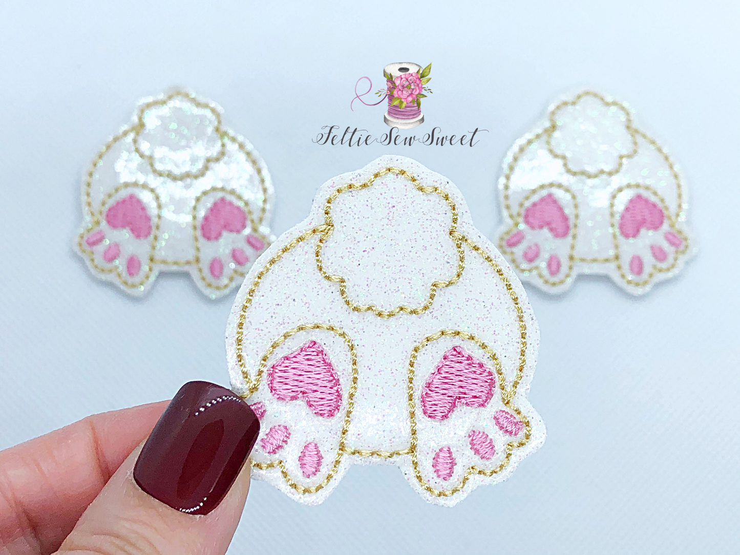 White Bunny Tail Felties, Animal Felties, Dollar Felties