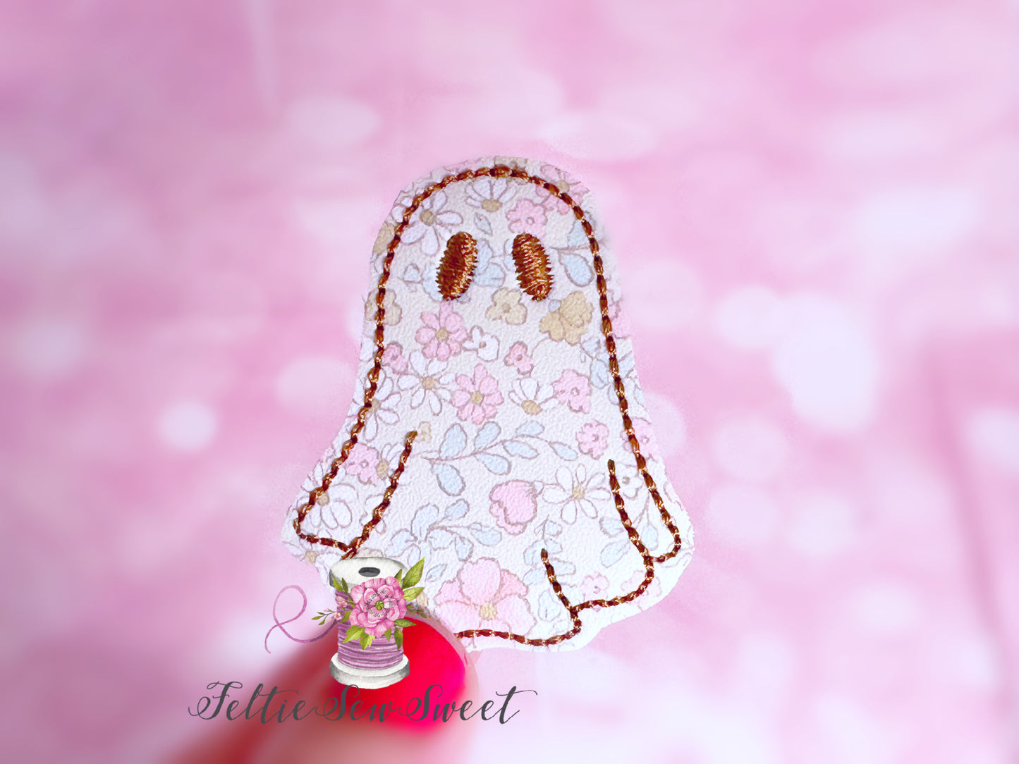 Floral print Ghost Felties, Halloween Felties