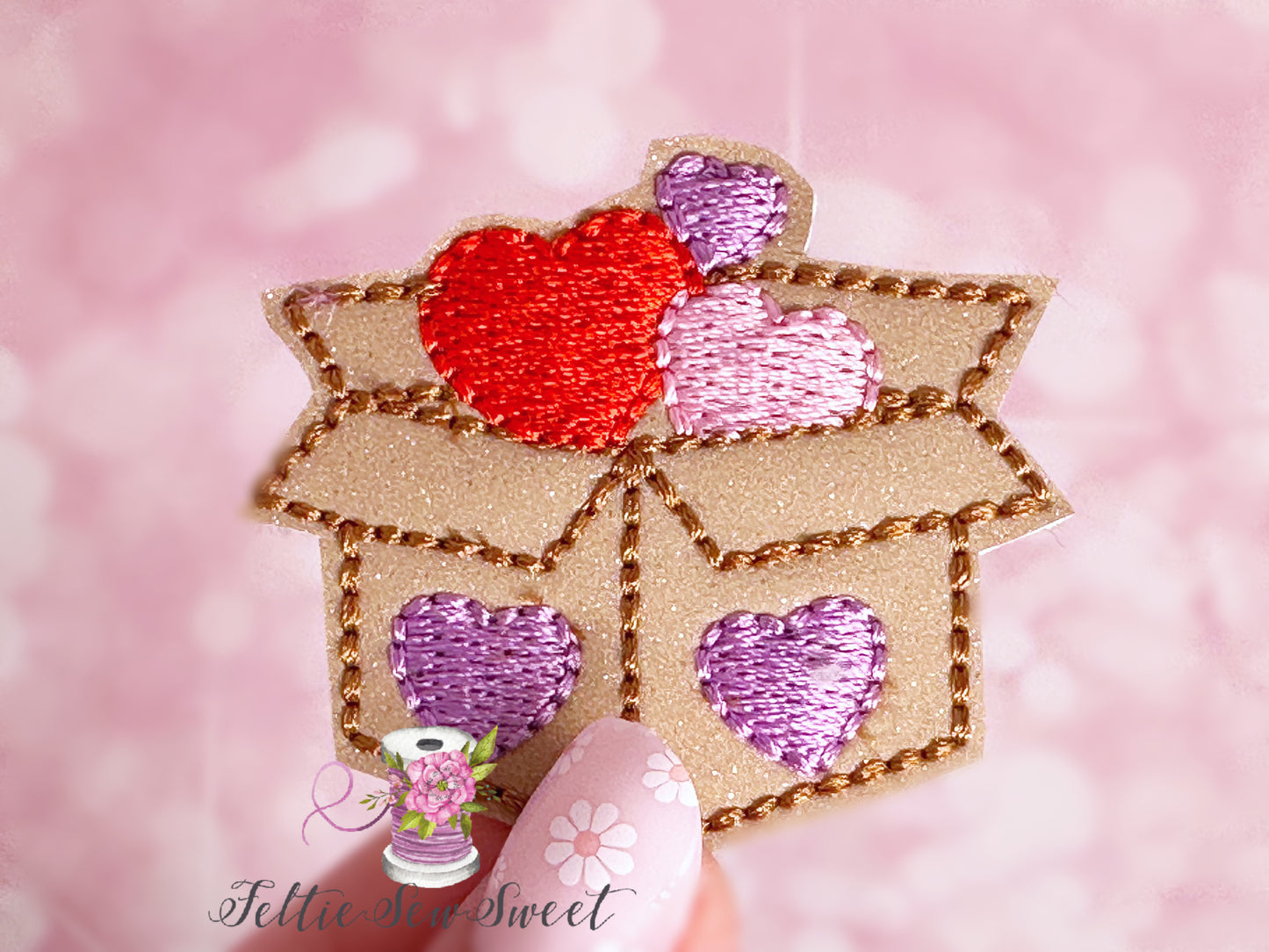 Valentines box of Hearts Feltie, Holiday felties