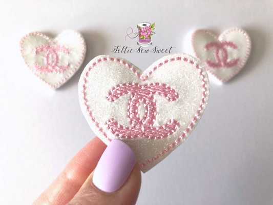 Pink Heart shape logo feltie, Exclusive feltie