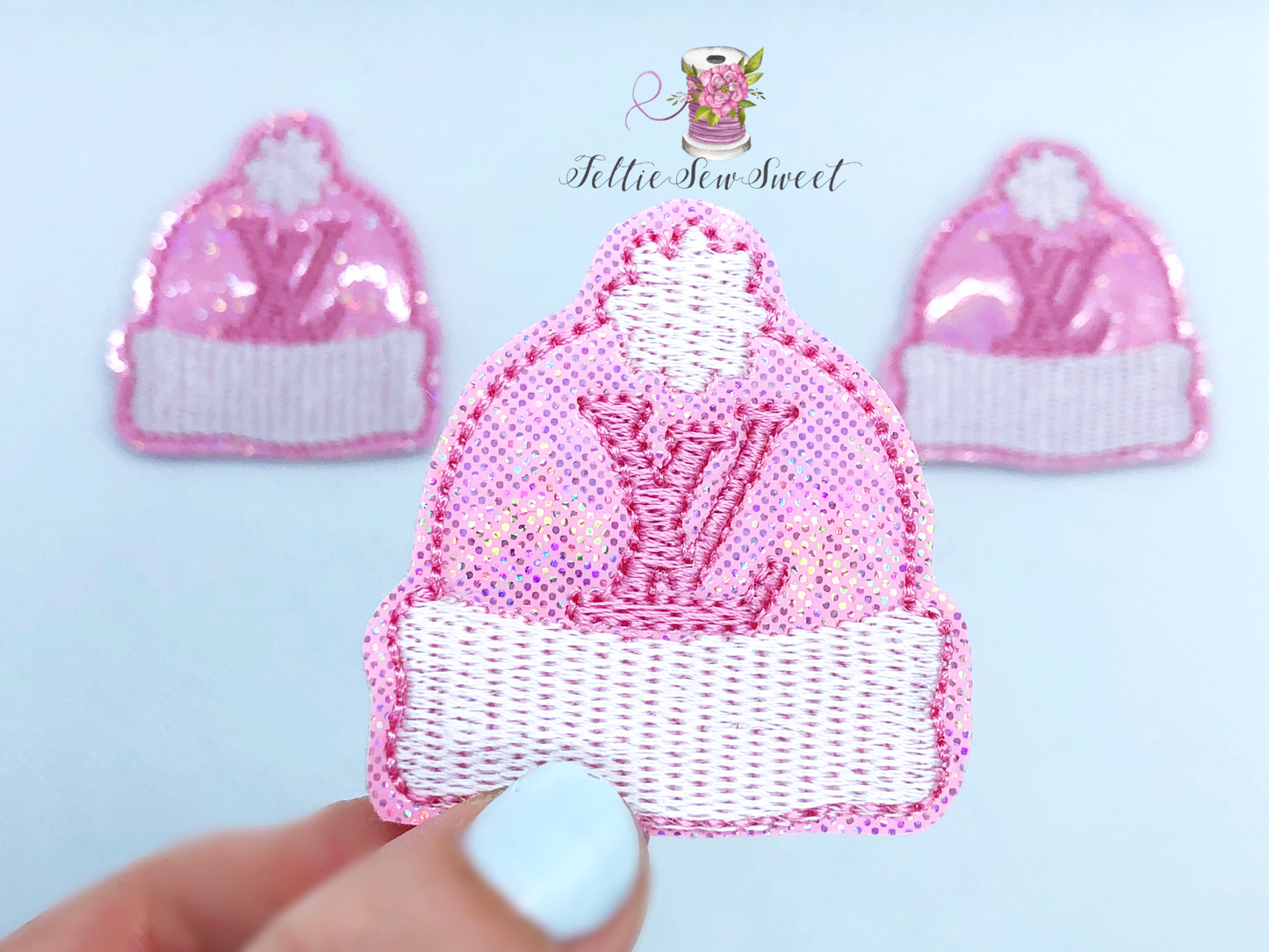 Pink winter hat feltie, Exclusive feltie