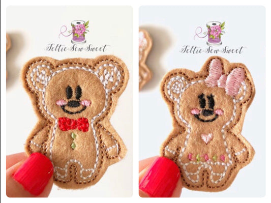 Full body Gingerbread Mouse Felties, Christmas Felties