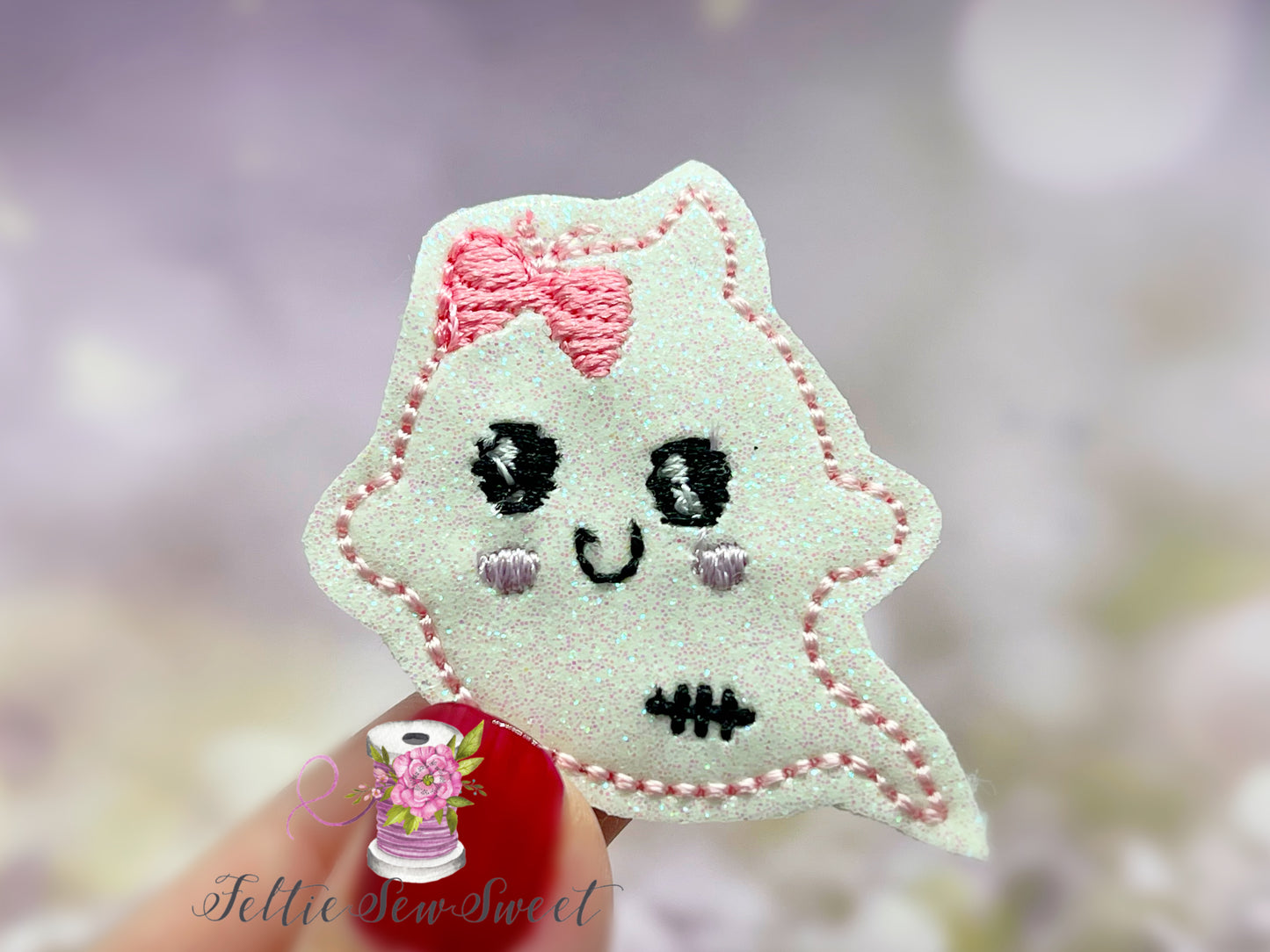 Cute Ghost with Bow Felties, Halloween Felties