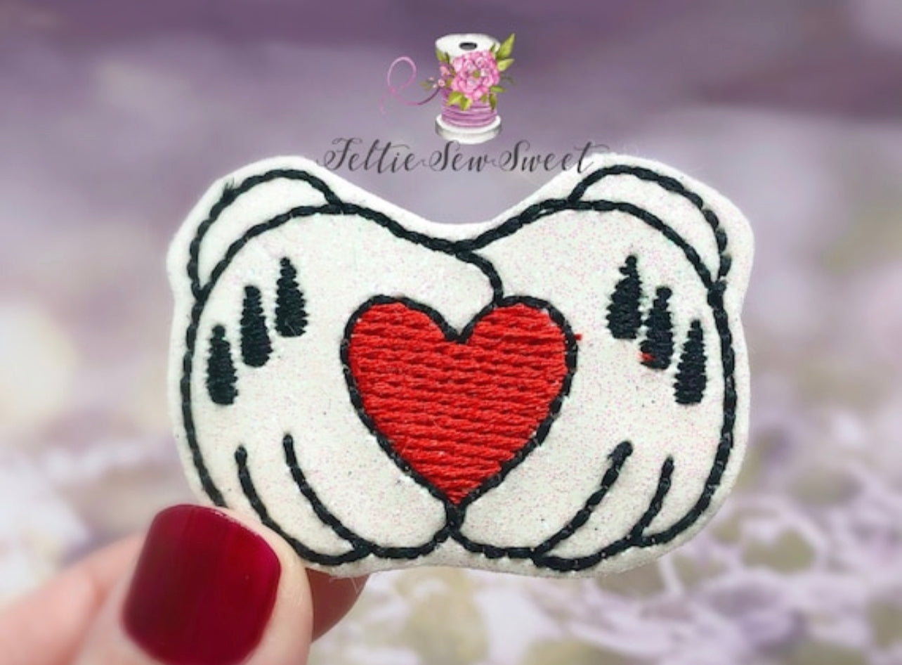 Mouse Hand Heart Feltie, Holiday felties