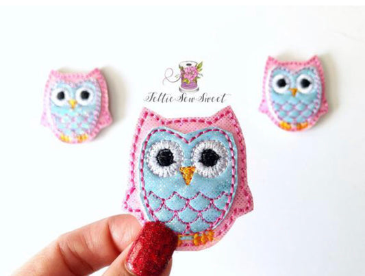 Pink Owl feltie, Animal Feltie